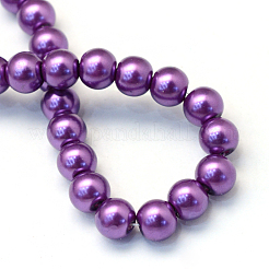 Baking Paint Pearlized Glass Pearl Round Bead Strands&nbsp;X-HY-Q003-10mm-37