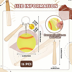 15Pcs Wood & Acrylic & Alloy Enamel Keychains&nbsp;KEYC-SW00029