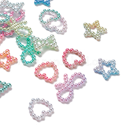 220Pcs 4 Styles Rainbow ABS Plastic Imitation Pearl Linking Rings&nbsp;OACR-YW0001-18