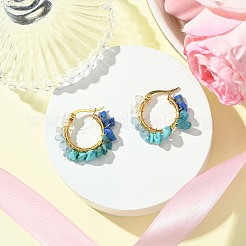 Natural Mixed Stone Chips Hoop Earrings&nbsp;EJEW-JE06022-01
