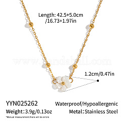 Minimalist Natural White Shell Flower Pendant 304 Stainless Steel Chain Necklaces for Women&nbsp;LS-CE9566