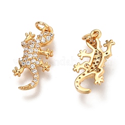 Brass Micro Pave Clear Cubic Zirconia Pendants&nbsp;ZIRC-O036-46G