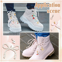 28Pcs 14 Styles Bowknot & Cherry Plastic Imitation Pearl & Glass & Polyester Shoe Charms&nbsp;HJEW-NB00233