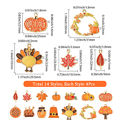 56Pcs 14 Styles Thanksgiving Day Theme Alloy Enamel Pendants&nbsp;ENAM-SC0006-80