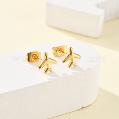 304 Stainless Steel Tiny Airplane Stud Earrings with 316 Stainless Steel Pins for Women&nbsp;EJEW-J043-01G