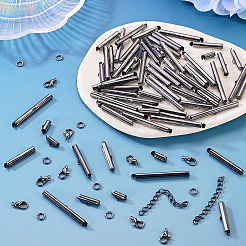 560Pcs 10 Styles Iron Slide On End Clasp Tubes&nbsp;DIY-TA0015-91