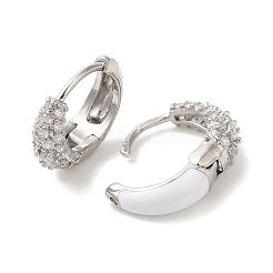 Brass Micro Pave Clear Cubic Zirconia Hoop Earrings&nbsp;KK-A227-11P