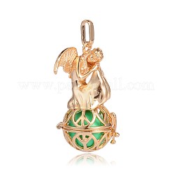 Golden Plated Brass Hollow Round Cage Pendants&nbsp;KK-J249-03G
