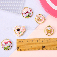 6Pcs 3 Styles Brass Enamel Pendants&nbsp;KK-SZ0006-59