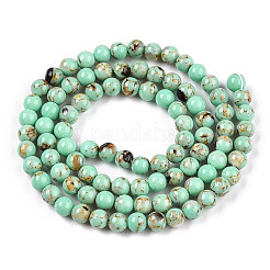 Assembled Synthetic Turquoise and Shell Beads Strands&nbsp;G-S212-4mm-04