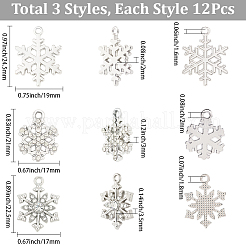 36Pcs 3 Styles Alloy Rhinestone Pendants&nbsp;FIND-SC0020-08