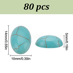 80Pcs Craft Findings Dyed Synthetic Turquoise Gemstone Flat Back Cabochons&nbsp;TURQ-HY0001-05