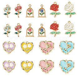 20Pcs 5 Styles Rack Plating Alloy Enamel Pendants&nbsp;ENAM-TA0003-32