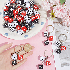 20Pcs Opaque Resin Dice Keychains&nbsp;KEYC-SC00023