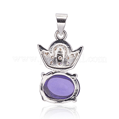 Brass Cubic Zirconia Pendants&nbsp;ZIRC-P054-15B