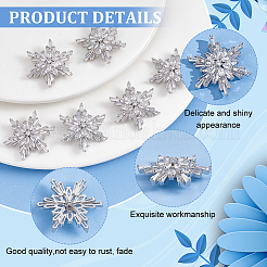 6Pcs 1-Hole Brass Micro Pave Clear Cubic Zirconia Shank Buttons&nbsp;BUTT-FG0001-35P
