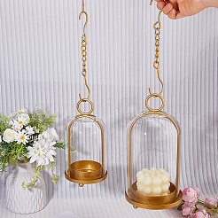 Iron with Glass Shade Candle Holders&nbsp;AJEW-WH0609-968