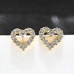 Heart Sparkling Cubic Zirconia Stud Earrings for Girl Women&nbsp;LS-EJEW-H126-18G