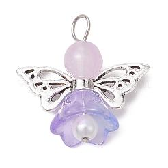Pearlized Glass Pearl Bead Pendants&nbsp;PALLOY-JF03205-04