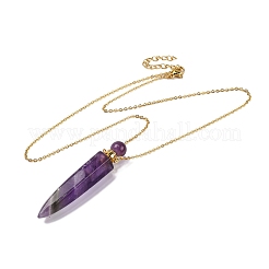 Natural Amethyst Bullet Shaped Perfume Bottle Pendant Necklaces&nbsp;G-B089-02G-08