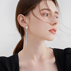 Rhombus 304 Stainless Steel Stud Earring Findings&nbsp;STAS-LP0001-13