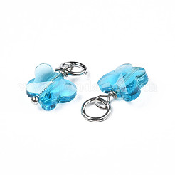 Faceted Transparent Glass Charms&nbsp;GLAA-T024-06E