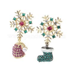 Christmas Alloy Rhinestone Dangle Stud Earrings&nbsp;EJEW-F399-01G