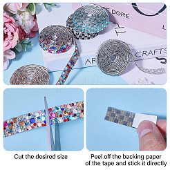 5 Yards 5 Colors Glass Self Adhesive Hotfix Rhinestone Ribbon Trimming&nbsp;DIY-GL0005-54