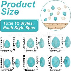 96Pcs 12 Styles Synthetic Turquoise Dyed Cabochons&nbsp;G-AR0005-55