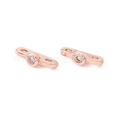 Rack Plating Brass Pave Clear Cubic Zirconia Connector Charms&nbsp;LS-KK-G433-04RG