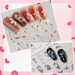 5Pcs 5 Styles Flower Pattern Self Adhesive PET Nail Art Stickers Decals&nbsp;MRMJ-SP0001-24