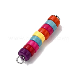 Dyed Synthetic Turquoise Column Pendants&nbsp;PALLOY-JF04536-01