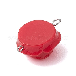 Opaque Resin Red Rose Flower Links Connector Charms&nbsp;PALLOY-JF02750-02