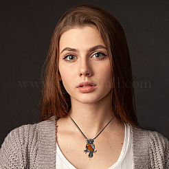 Alloy Owl Pendant Necklace & Beaded Stretch Bracelets&nbsp;SJEW-FI0001-06