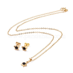 PVD Vacuum Plating Rhinestone Stud Earrings and Pendant Necklaces Sets&nbsp;STAS-C028-01G