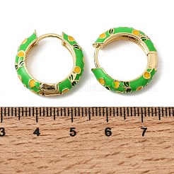 Cherry Pattern Brass Enamel Hoop Earrings&nbsp;EJEW-G471-01G