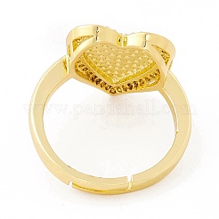 Clear Cubic Zirconia Heart Adjustable Ring&nbsp;RJEW-I083-10G