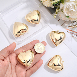 5Pcs Heart Brass Pendants&nbsp;KK-BBC0025-58C