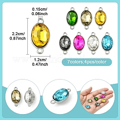 28Pcs 7 Colors Alloy Glass Links/Connectors&nbsp;GLAA-FS0001-93