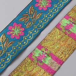 Ethnic Style Polyester Embroidery Flower Ribbon&nbsp;OCOR-WH0093-37B