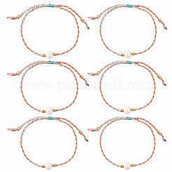 Summer Natural Freshwater Pearl Round Beads Braided Cotton Cord Bracelet Sets for Women&nbsp;ZJ7580-1