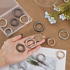 12Pcs 6 Styles Alloy Twist Spring Gate Ring&nbsp;FIND-CA0007-96