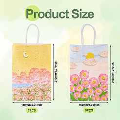 10Pcs 2 Colors Paper Flower Pattern Printed Carry Storage Tote Bags&nbsp;ABAG-TA0001-49A