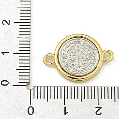 Rack Plating Brass Saint Benedict Medal Connector Charms&nbsp;KK-Z067-08G-01
