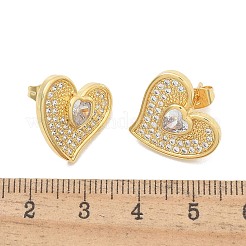 Rack Plating Brass Micro Pave Clear Cubic Zirconia Stud Earrings for Women&nbsp;EJEW-C125-04G