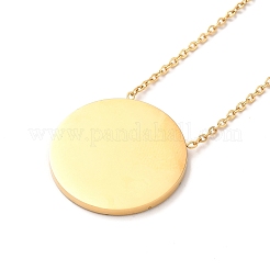 304 Stainless Steel Flat Round Pandant Necklace for Women&nbsp;NJEW-O126-01G-01
