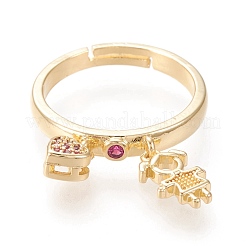 Adjustable Brass Micro Pave Cubic Zirconia Cuff Rings&nbsp;RJEW-I070-05G
