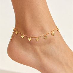 Elegant Vintage Brass Love Heart Tassel Anklets for Women&nbsp;RY0990