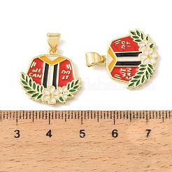 Graduation Season Brass Enamel Pendants&nbsp;KK-CBAF2EC-03G-B01