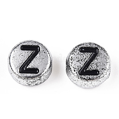 Plated Acrylic Horizontal Hole Letter Beads&nbsp;PACR-Q099-M03-S
